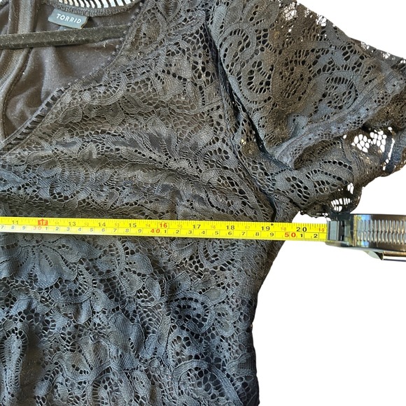 Torrid Black Lace‎ V Neck Flutter Sleeve Maxi Dress Plus Size 18 Formal Evening - Picture 3 of 5